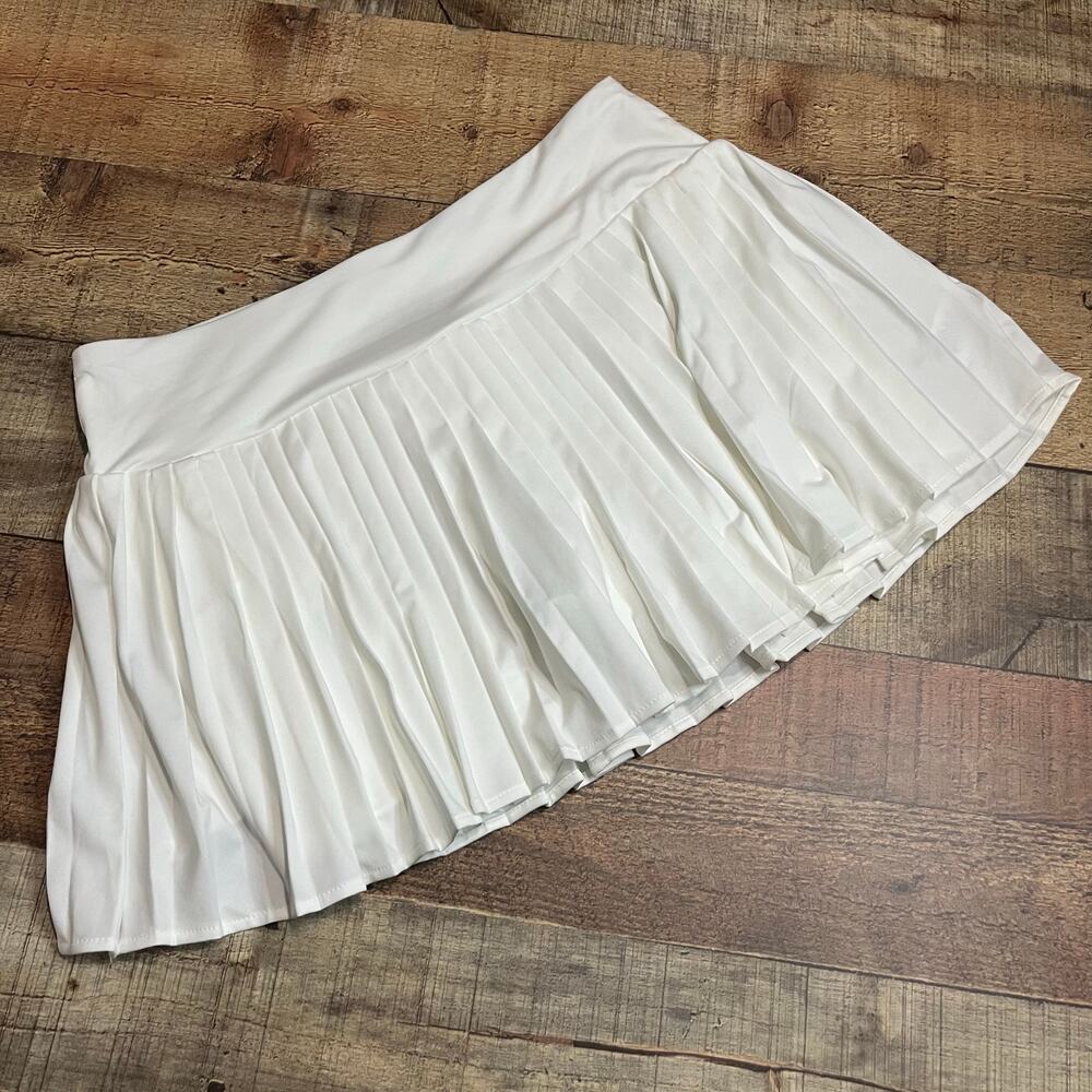 Laura Ashley Women's White High Rise Pleated Skort Sz L Tennis Golf Pickleball - Picture 3 of 7